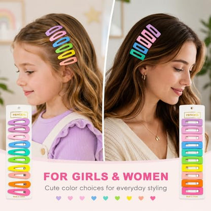 Bphne 20 Pcs Matte Non-Slip Snap Hair Clips for Women, Pastel Teardrop & Rectangle Barrettes, Small Metal Pins for Bangs, Strong Hold for School Party Travel Gift - color: Pastel