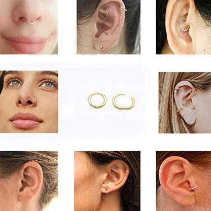 EACHLP Tiny Hoop Earrings 18K Real Gold Plating Surgical Steel Unisex - style: 7MM Hoops