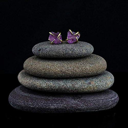 Raw Gemstone Prong Stud Earrings- Mother's Day Gift Idea- Graduation- Summer Fashion
