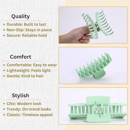 LuSeren 8 Pack Hair Clips for Women 4.3 Inch Large Hair Claw Clips for Women Thin Thick Curly Hair, Big Matte Banana Clips,Strong Hold jaw clips White Light Green Light Brown Light Gray - color: Multicolor2
