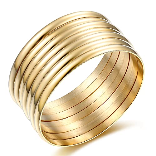 18K Gold Smooth Exquisite Cuff Bangle Bracelet Jewelry Set Jewelry Gift For Women Bracelet Set - size: 8.0Inch-Perimeter