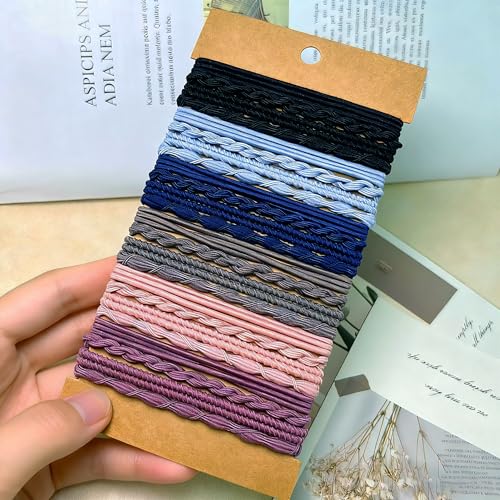 Hair Ties Elastics,Boho Hair Tie Bracelets,Hair Accessories | Cute Braided Hair Rubber Bands, 24 PCS No Pull Hair Elastics for Women, Ponytail Holders for Thick & Thin Hair
