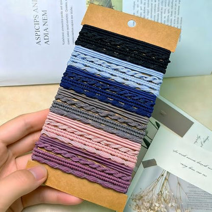 Hair Ties Elastics,Boho Hair Tie Bracelets,Hair Accessories | Cute Braided Hair Rubber Bands, 24 PCS No Pull Hair Elastics for Women, Ponytail Holders for Thick & Thin Hair