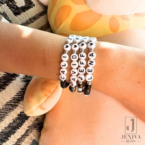 Customized Name Bracelet for Couples, Family, Friends, Personalized Bracelet with Names, Crystal Beads and elastic stretch - style: 6mm Stones