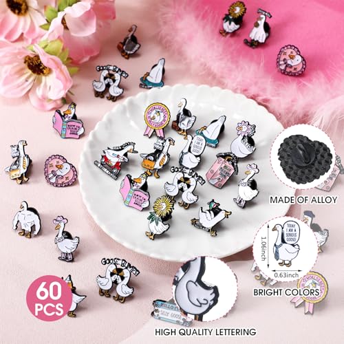 Landical 60 Pcs Western Lapel Enamel Pins Bulk Silly Goose Derby Horse Camping Coastal Cowgirl Cowboy Hat Pins for Clothing Bag Truck Hat Decor Jewelry Party Favors Gift - style: Silly Goose