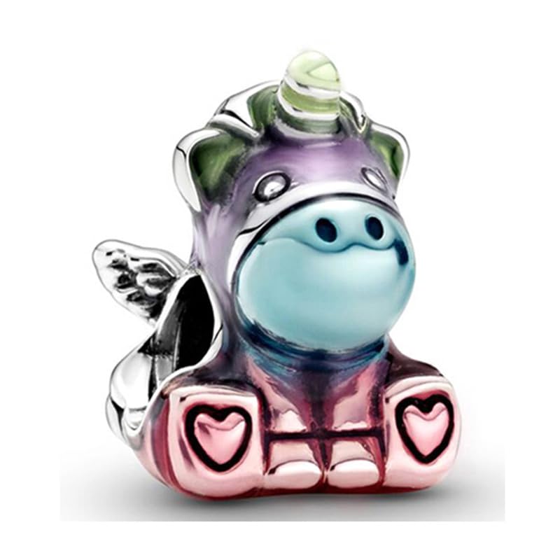 9 Pack Silver Spacer Beads Charms fit Bracelet, Heart Beads DIY Jewelry Gifts Women - color: D