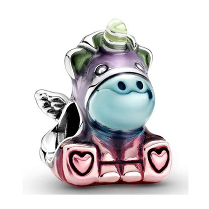 9 Pack Silver Spacer Beads Charms fit Bracelet, Heart Beads DIY Jewelry Gifts Women - color: D