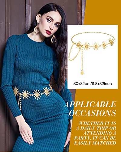 Hicarer 3 Pcs Waist Chain for Body Multi Layer Chain Belts for Women Girls Summer Beach Jewelry Halloween Adjustable - color: Gold, style: Modern Style