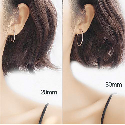 YFN Hoop Earrings Sterling Silver Polished Round Circle Endless Earrings Diameter 20,30,40,50,60,70,80mm - style: Diameter 20mm Tiny Hoop Earrings