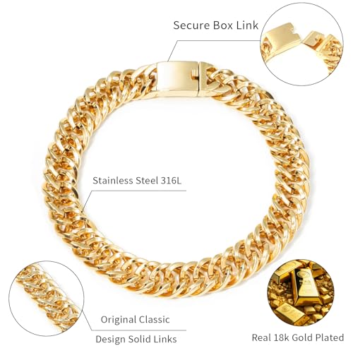 SDA Wide Chunky Gold Chain Necklace - Heavy and Waterproof 316L Surgical Steel with 18K Gold Plating for Modern Men and Women into Hip Hop Fashion - color: B601-Gold