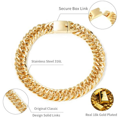 SDA Wide Chunky Gold Chain Necklace - Heavy and Waterproof 316L Surgical Steel with 18K Gold Plating for Modern Men and Women into Hip Hop Fashion - color: B601-Gold