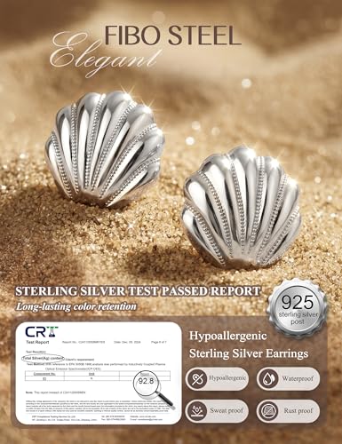 Chunky Gold Stud Earrings for Women Sterling Silver Earring Hypoallergenic | Non Tarnish 14K Gold Plated 925 Silver Posts for Sensitive Ears,Knot Statement Dangle Earrings Gold Jewelry Gifts Lightweight - color: silver plated-shell