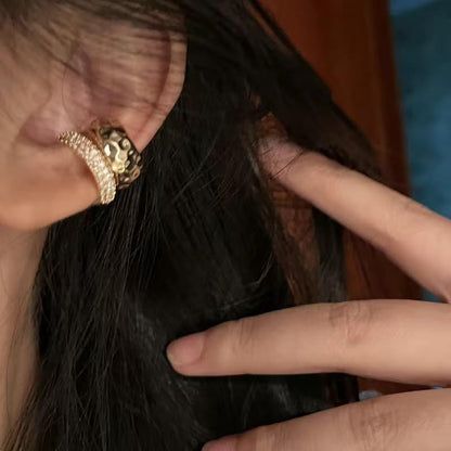 Ear Cuffs Earrings for Women Non Piercing Cartilage Cuff Wrap Clip on Earrings Trendy Pearl Rhinestone Tassel Chain Earrings Jewelry for Women - color: Chunky Rhinestone Cuff Gold