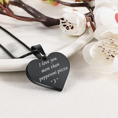 Farfume Personalized Photo Necklace for Women/Men, Memorial Jewelry Gifts | Holds 2 Pictures Pendant, Custom Engraved Text, Beautiful Locket for Girls, Durable Stainless Steel, Mothers Day Gifts - color: Heart Shape Black Photo & Text