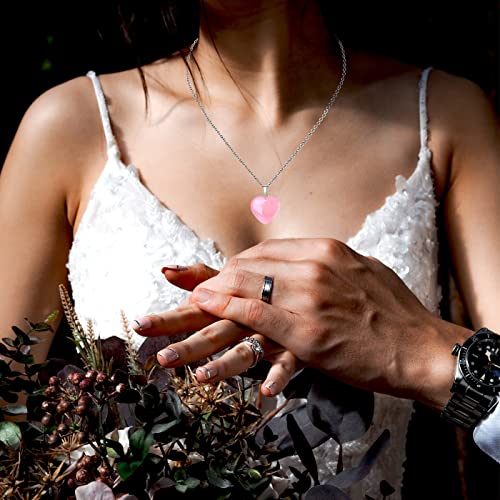 QINJIEJIE Rose Quartz Necklace Healing Crystal Necklace Hearts Pendants | Pink Heart Necklace Love Real Crystals Reiki Energy for Women Mothers Day Gift Christmas Heart Crystal Necklaces for Women - color: 1 Pink - Rose Quartz