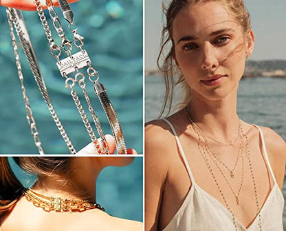Dailyacc Layering Magnetic Necklace Clasp,18 K Gold and Silver Separator for Stackable Necklaces - color: 1PCS - 2 Silver