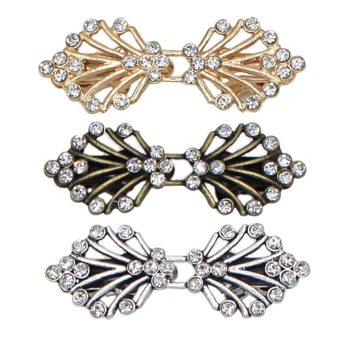 3pcs women's Vintage diamond Cardigan Collar Clip Shawl cape buckle Can be used as dress tightening clip sweater accessories - color: J