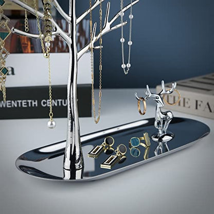 MORE&LESS Tree and Deer Jewelry Rack,for Ring Earrings Necklace Bracelet,Suitable for living rooms, bathrooms,offices,etc. - color: C Tree&Deer