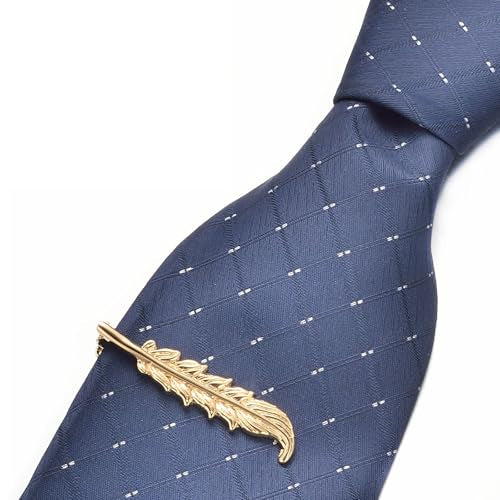 Yoursfs Feather Tie Clip For Men Stylish Tie Bar Metal Clasp Necktie Pin Business Wedding Clamp - style: gold