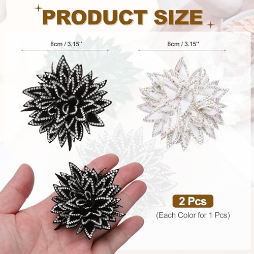 PATIKIL Flower Brooch Pin for Women, Rhinestone Rose Flower Brooch Dainty Fabric Floral Boutonnieres for Women - color: White/Silver