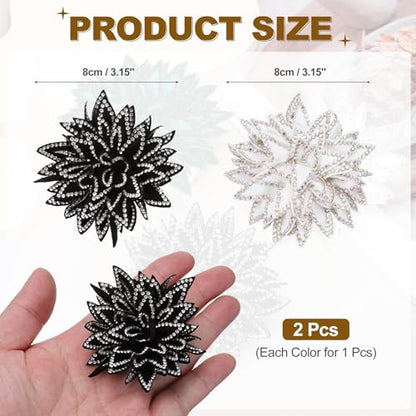 PATIKIL Flower Brooch Pin for Women, Rhinestone Rose Flower Brooch Dainty Fabric Floral Boutonnieres for Women - color: White/Silver