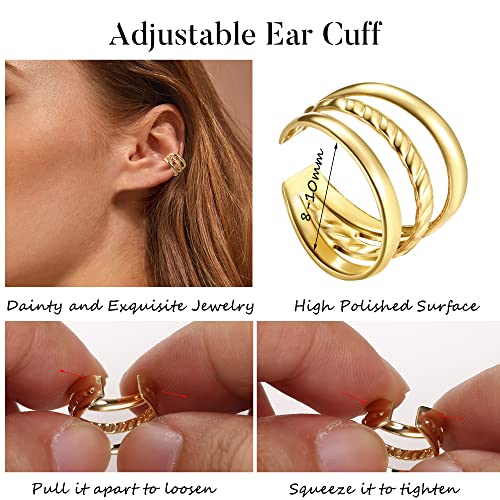 Dochais Ear Cuff Non Piercing for Women Cartilage Clip on Earrings | Gold and Silver Ear Cuffs Helix Cartilage, Fake Earrings, Wrap Earrings, Non Piercing Ear Clip Cartilage - style: B-73 Pcs(Gold/Silver/Black)