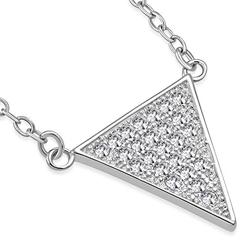 925 Sterling Silver White CZ Triangle Womens Pendant Necklace - color: Silver
