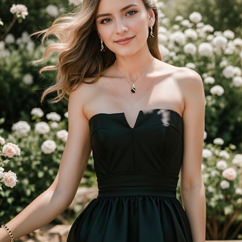 Jewelry Set for Bride, Sparkling Water Drop Cubic Zirconia Crystal Pendant Necklace Leverback Earrings Tennis Bracelet Adjustable Ring Gift for Wedding/Birthday/Mother's Day/Christmas - color: 07-Black Gold-Plated-Brass