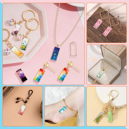 50pcs Open Bezel for Jewelry Making,Open Back Bezel Pendants Hollow Frame Pendants Opens Bezels Trays Rectangle Pendant for Resin Casting Necklaces Earrings Making Supplies DIY Crafts Supplies(K Gold) - color: K Gold;Rectangle;Style A