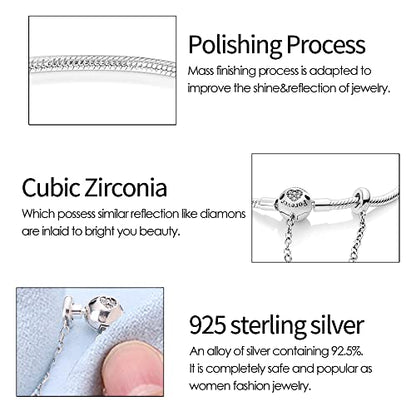 KUNSIR 925 Sterling Silver Palm Clasp Snake Chain Bracelet Basic Charm Bracelets Fit Any PDL Charm, with for Teen Women - style: KJB008