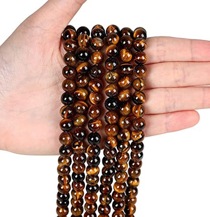 LAIDANLA Tiger Eye 6mm Natural Stone Beads Round Loose Gemstone Stone Beads for DIY Bracelet Necklace Earrings Jewelry Making Polishing Genuine Real Beading 96PCS 2 Strand 32" - color: G-Yellow Tiger Eye, size: 6mm