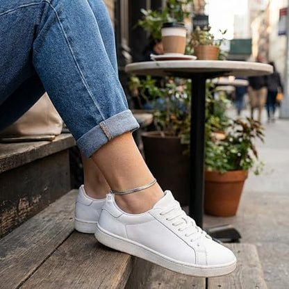 Stainless Steel Chain Ankle Bracelet for Women Adjustable Waterproof Anklet - color: Silver / 6mm Herringbone