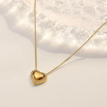 18K Gold Plated Pendant Necklaces - Dainty Minimalist, Waterproof, Non-Tarnish Fashion Jewelry for Women - style: Double Hearts Pendant