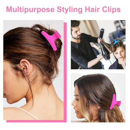 Ondder Blue Hot Pink Butterfly Hair Claw Clips for Styling, Sectioning, Makeup, Pro Hair Clamp Clips for Women, Girls - color: Blue & Hot Pink