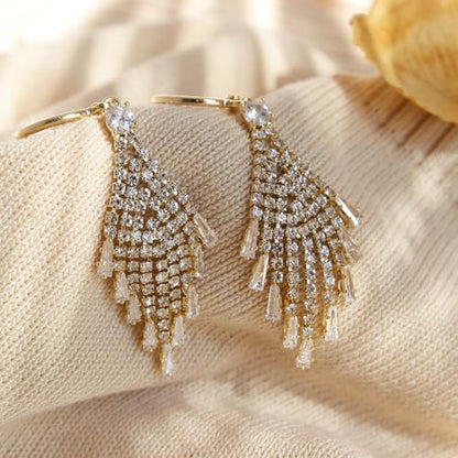 Jean Beau Drop Hoop Earrings for Women, Fasion Jewelry Gift - color: Gold Tassel