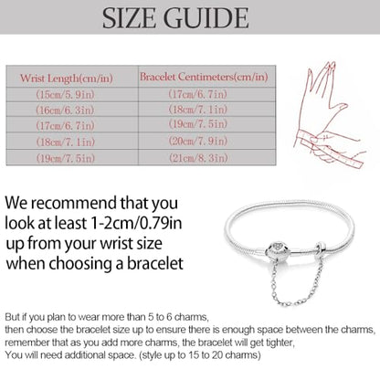 KUNSIR 925 Sterling Silver Palm Clasp Snake Chain Bracelet Basic Charm Bracelets Fit Any PDL Charm, with for Teen Women - style: KJB008