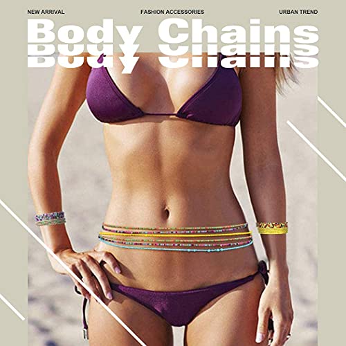 African Waist Beads for Women Belly Beaded Waist Chain | Beach Waist Chain Jewelry 10PCS Layered Bead Belly Chain Elastic Rave Body Accessories