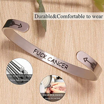 Btysun Bracelets for Women Mothers Day Bracelet Gifts from Daughter Inspirational Gifts for Women Graduation Gifts for Her Motivational Birthday Cuff Bangle Friendship Personalized Mantra Jewelry… - style: F&&k cancer
