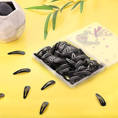 2 Inch Hair Clips, Funtopia 120 Pcs Women Black Barrettes Snap Hair Clips | No Slip Metal Barrettes for Girls Kids Teens Women - color: 2.Black