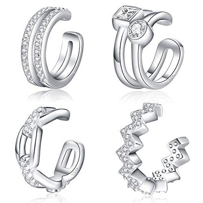 CHIC & ARTSY 925 Sterling Silver Ear Cuffs for Women, Non Piercing Clip On Cartilage Cuffs, Adjustable Fake Conch & Helix Earrings, Gold Plated & Oxidized Various Styles - color: ear cuff #9