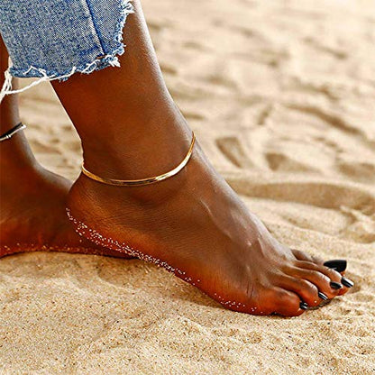 Gold Anklets for Women Waterproof,18K Gold Plated Anklet for Women Snake Chain Link Dainty Ankle Bracelets Summer Beach Jewelry - color: 3mm-Gold