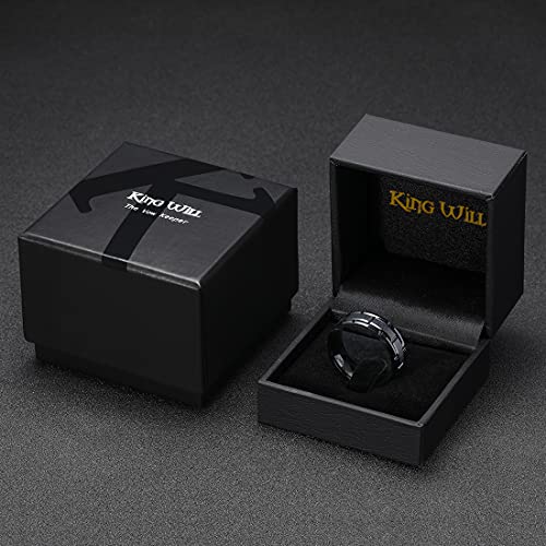 King Will Classic Mens 、Tungsten Carbide Rings Brick Pattern Groove Center | Silver/Black/Gold/Rose Gold, 8mm, Grooved, Comfort Fit, Brick pattern, Everyday Wear - color: A-Black
