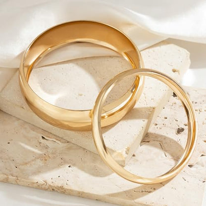 Frodete Chunky Gold Bangles for Women Non Tarnish Chunky Wide Cuff Bracelets Silver Cuff Bangle Bracelet Trendy Statement Minimalist Jewelry Gifts - color: A38:gold bangles