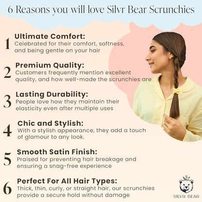 SILVR BEAR Luxury Satin Scrunchies, No Damage Small Hair Ties for Thin Hair, Softer than Silk Ponytail Holders for Women, Girls, Men, 6 Pack Pastel Shades - color: Pastel Skinny