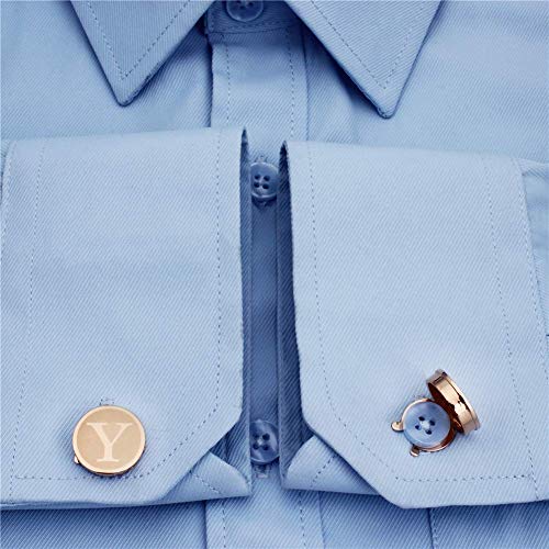 HAWSON Men's Letter Initial Button Cover Cufflinks Letter Rose Gold/Silver Suitable for Formal Business Shirt Letter A-Z - color: Rose Gold Color - Y