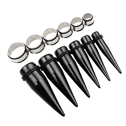 TOPBRIGHT 24PCS UV Acrylic Tapers and Surgical Steel Plugs Ear Gauges Kit Eyelets Stretching Set 00G-20mm - color: Steel