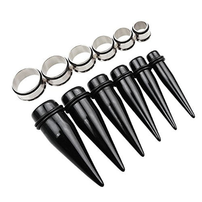 TOPBRIGHT 24PCS UV Acrylic Tapers and Surgical Steel Plugs Ear Gauges Kit Eyelets Stretching Set 00G-20mm - color: Steel