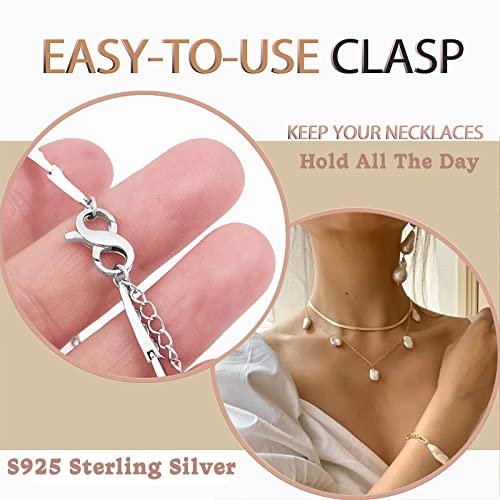 Dailyacc S925 Double Opening Lobster Clasp Sterling Silver and Gold Necklace Bracelet Extender Clasps and Closures for DIY Jewelry - color: Silver, size: 13mm × 7mm