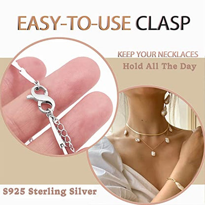 Dailyacc S925 Double Opening Lobster Clasp Sterling Silver and Gold Necklace Bracelet Extender Clasps and Closures for DIY Jewelry - color: Silver, size: 13mm × 7mm