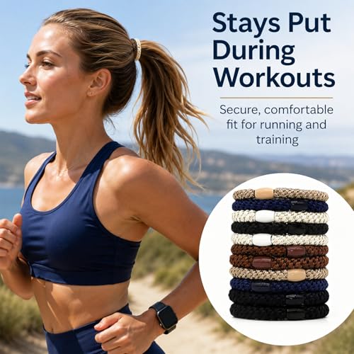10-Piece Hair Ties: Soft Knitted Hair Tie for Thick/Coarse/Curly Hair. Gentle Hair Ties No Damage—Secure & Protect Strands (Classic) - color: Classic